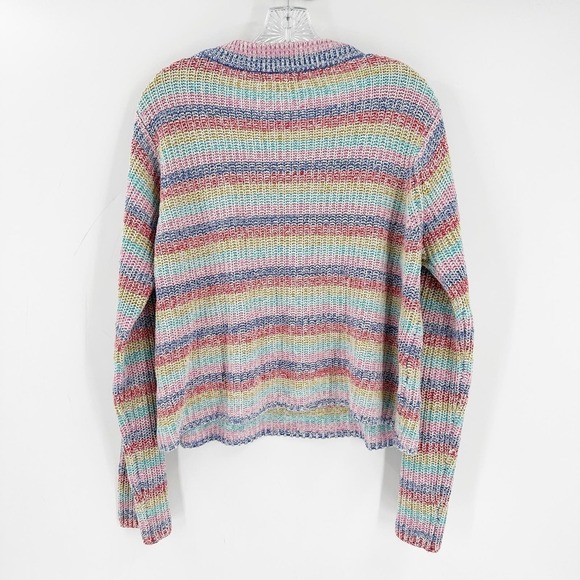 Philosophy Rainbow Striped Cotton Blend Crew Neck Pullover Knit Sweater Large - Picture 2 of 9
